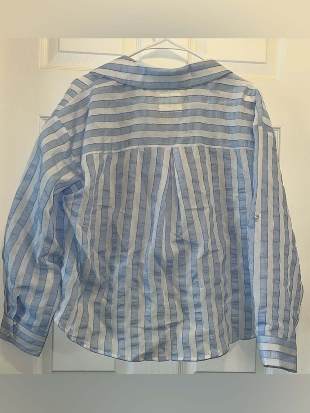 Small Umgee Light Blue & White Stripe Top - Picture 5 of 5